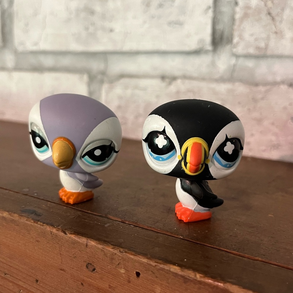 Pair Of LPS Littlest Pet Shop #654 & #1574‎ Penguin Puffins Black & Purple